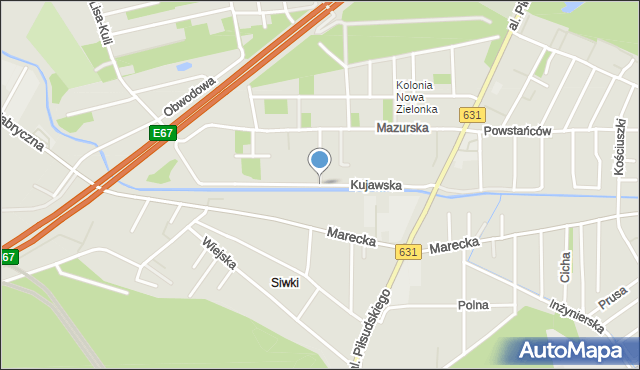 Zielonka powiat wołomiński, Kujawska, mapa Zielonka powiat wołomiński