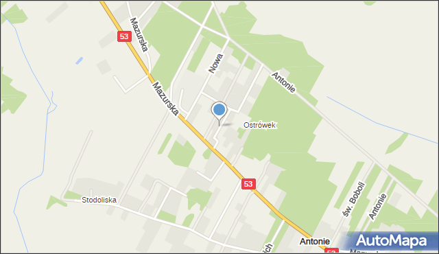 Antonie gmina Olszewo-Borki, Kwiatowa, mapa Antonie gmina Olszewo-Borki