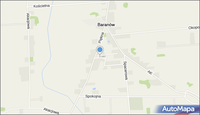 Baranów powiat grodziski, Kwiatowa, mapa Baranów powiat grodziski