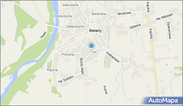 Bielany gmina Kęty, Kwiatowa, mapa Bielany gmina Kęty