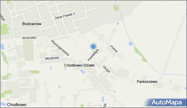 Chodkowo-Działki, Kwiatowa, mapa Chodkowo-Działki