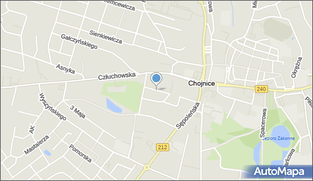 Chojnice, Kwiatowa, mapa Chojnic