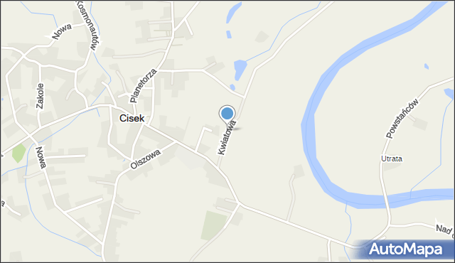 Cisek, Kwiatowa, mapa Cisek