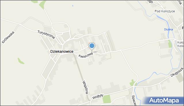 Dziekanowice gmina Zielonki, Kwiatowa, mapa Dziekanowice gmina Zielonki