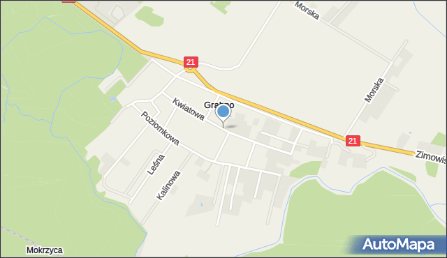 Grabno gmina Ustka, Kwiatowa, mapa Grabno gmina Ustka