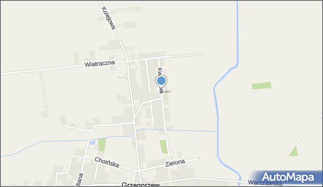 Grzegorzew, Kwiatowa, mapa Grzegorzew