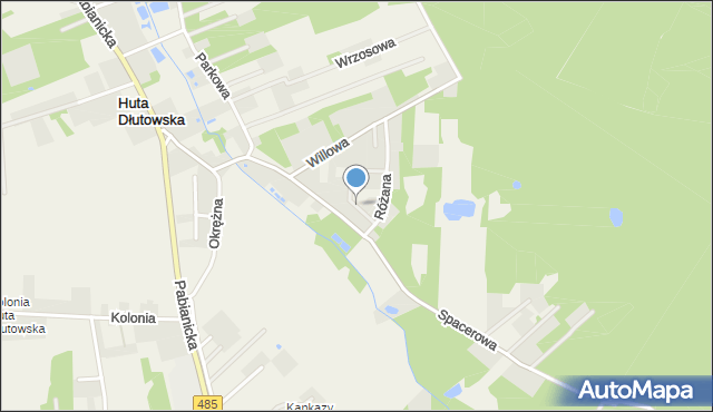 Huta Dłutowska, Kwiatowa, mapa Huta Dłutowska