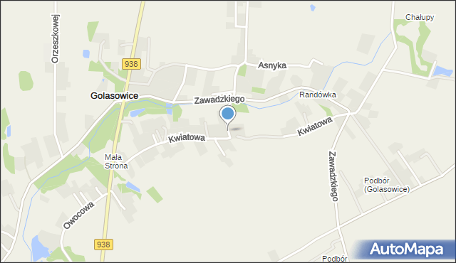 Jarząbkowice gmina Pawłowice, Kwiatowa, mapa Jarząbkowice gmina Pawłowice