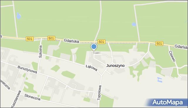 Junoszyno, Kwiatowa, mapa Junoszyno