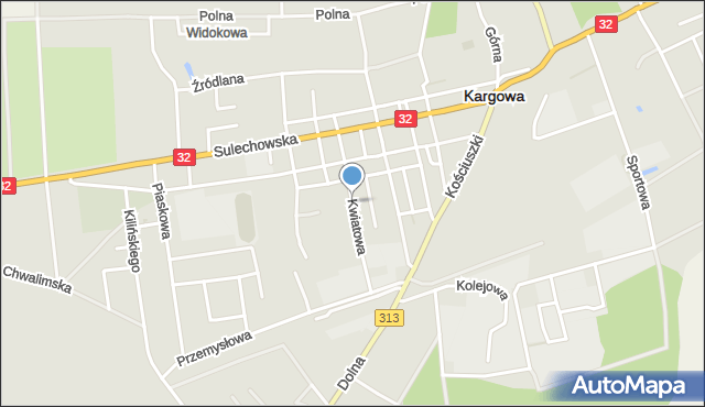 Kargowa, Kwiatowa, mapa Kargowa