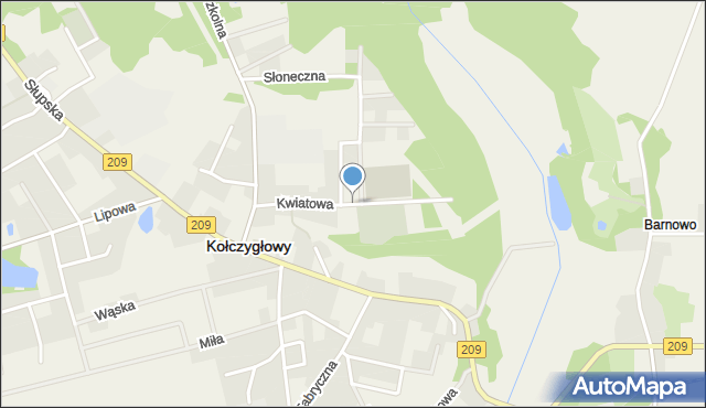 Kołczygłowy, Kwiatowa, mapa Kołczygłowy