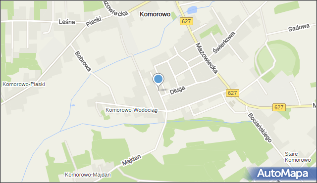 Komorowo gmina Ostrów Mazowiecka, Kwiatowa, mapa Komorowo gmina Ostrów Mazowiecka