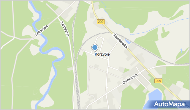 Korzybie gmina Kępice, Kwiatowa, mapa Korzybie gmina Kępice