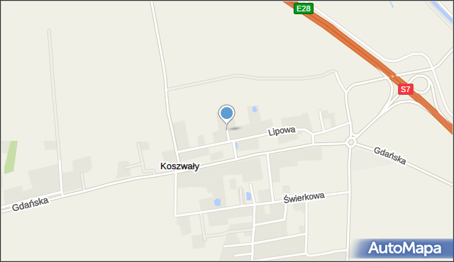 Koszwały, Kwiatowa, mapa Koszwały