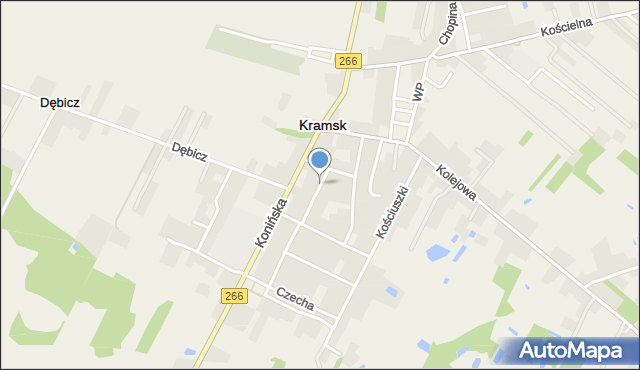 Kramsk, Kwiatowa, mapa Kramsk