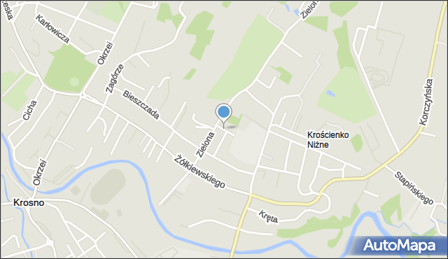 Krosno, Kwiatowa, mapa Krosna