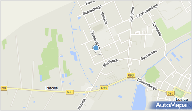 Łosice, Kwiatowa, mapa Łosice