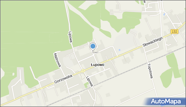 Łupowo gmina Bogdaniec, Kwiatowa, mapa Łupowo gmina Bogdaniec