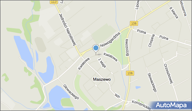 Maszewo powiat goleniowski, Kwiatowa, mapa Maszewo powiat goleniowski