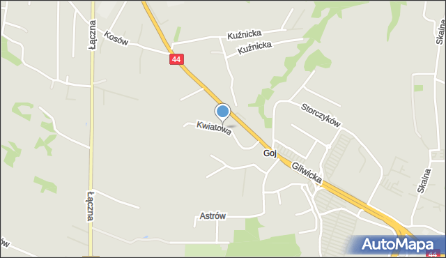 Mikołów, Kwiatowa, mapa Mikołów