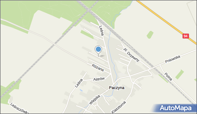 Paczyna, Kwiatowa, mapa Paczyna