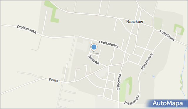 Raszków powiat ostrowski, Kwiatowa, mapa Raszków powiat ostrowski