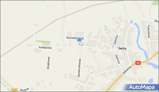 Serby, Kwiatowa, mapa Serby