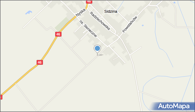 Sidzina gmina Skoroszyce, Kwiatowa, mapa Sidzina gmina Skoroszyce