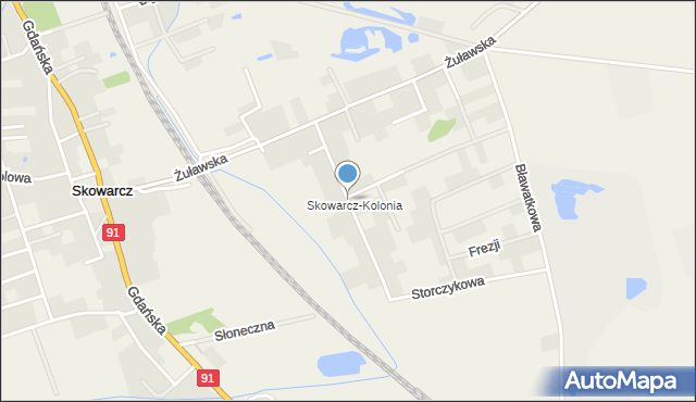 Skowarcz, Kwiatowa, mapa Skowarcz