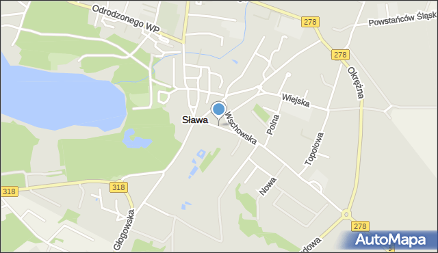 Sława powiat wschowski, Kwiatowa, mapa Sława powiat wschowski