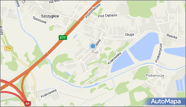 Szczyglice gmina Zabierzów, Kwiatowa, mapa Szczyglice gmina Zabierzów