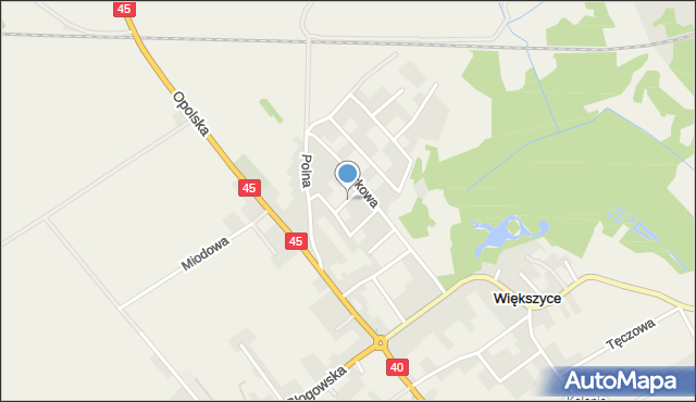 Większyce, Kwiatowa, mapa Większyce