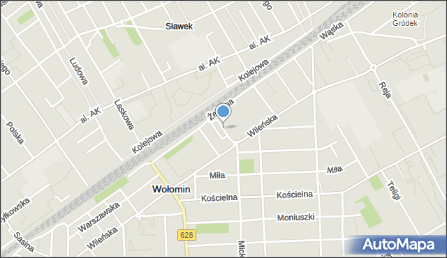 Wołomin, Kwiatowa, mapa Wołomin