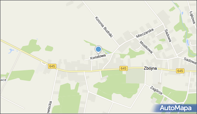 Zbójna, Kwiatowa, mapa Zbójna