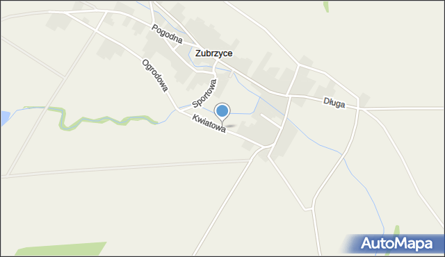 Zubrzyce, Kwiatowa, mapa Zubrzyce