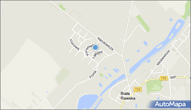 Biała Rawska, Łąkowa, mapa Biała Rawska