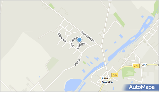 Biała Rawska, Łąkowa, mapa Biała Rawska