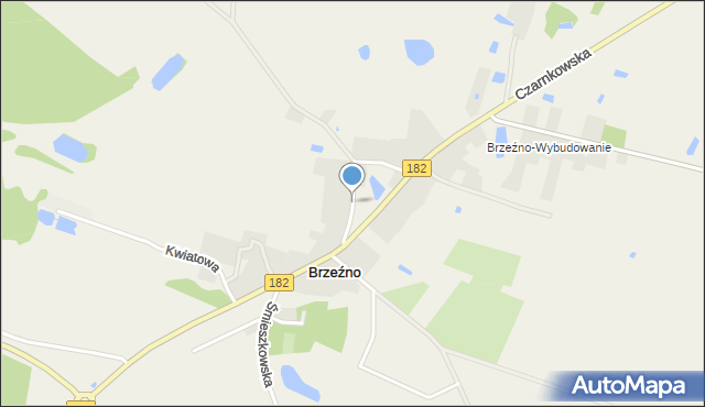 Brzeźno gmina Czarnków, Łąkowa, mapa Brzeźno gmina Czarnków