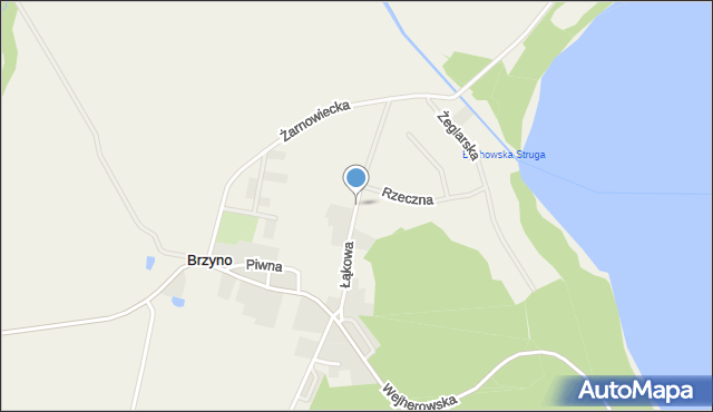 Brzyno, Łąkowa, mapa Brzyno