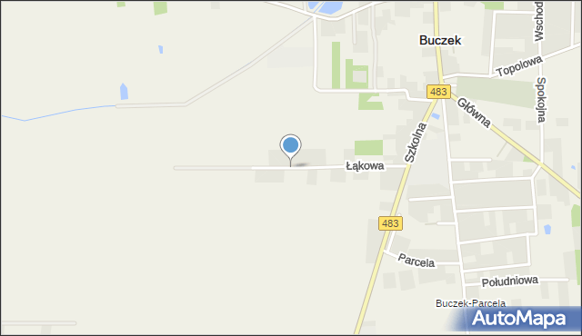 Buczek powiat łaski, Łąkowa, mapa Buczek powiat łaski