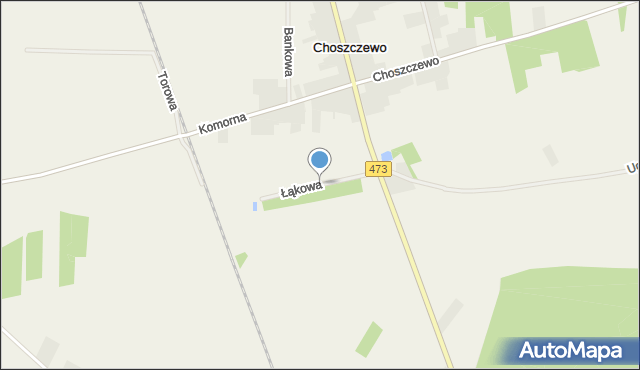 Choszczewo gmina Szadek, Łąkowa, mapa Choszczewo gmina Szadek