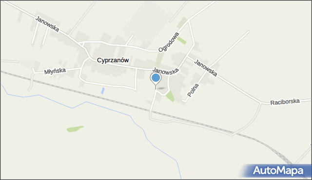 Cyprzanów, Łąkowa, mapa Cyprzanów