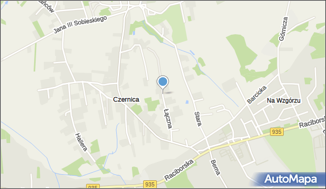 Czernica gmina Gaszowice, Łączna, mapa Czernica gmina Gaszowice