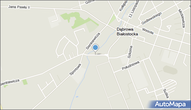 Dąbrowa Białostocka, Łąkowa, mapa Dąbrowa Białostocka