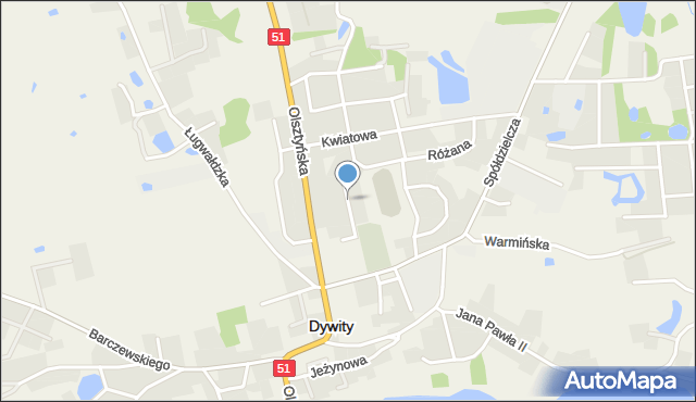 Dywity, Łąkowa, mapa Dywity
