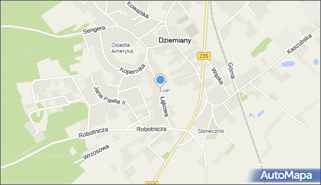 Dziemiany, Łąkowa, mapa Dziemiany