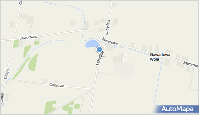 Gawartowa Wola, Łabędzia, mapa Gawartowa Wola