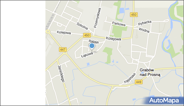 Grabów nad Prosną, Łąkowa, mapa Grabów nad Prosną