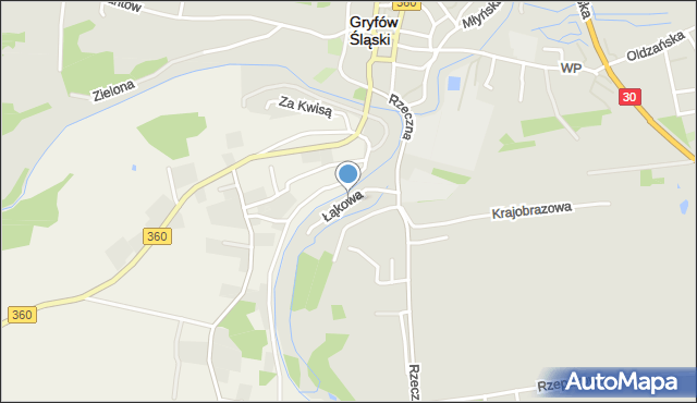 Gryfów Śląski, Łąkowa, mapa Gryfów Śląski