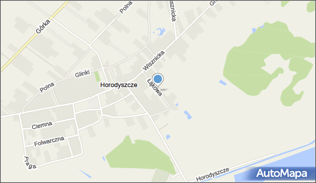 Horodyszcze gmina Wisznice, Łąkowa, mapa Horodyszcze gmina Wisznice